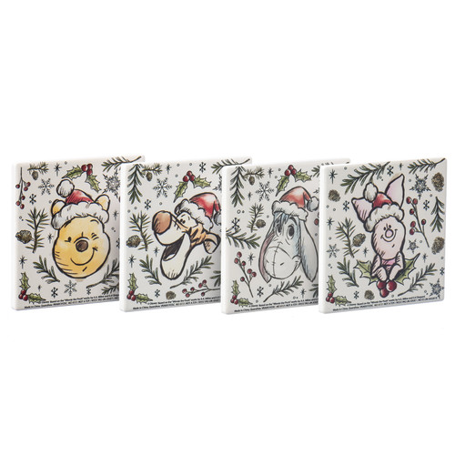 Winnie The Pooh Holiday Ceramic Coasters Set of 4 - individual coasters