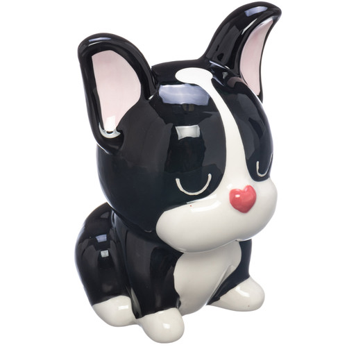 Personalized Black and White Dog Money Bank Personalized Black and White Dog Money Bank