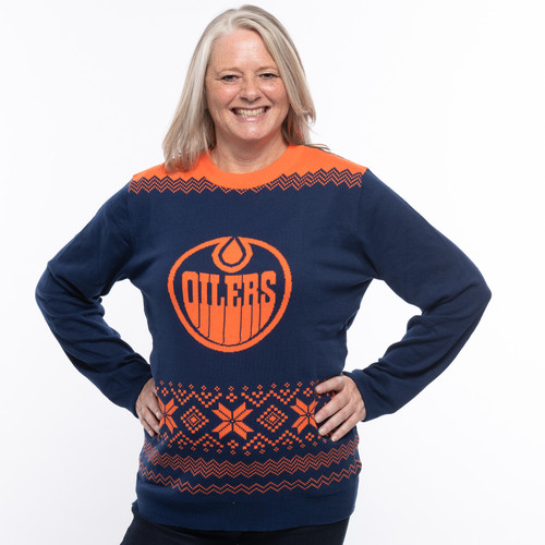 Edmonton Oilers Big Logo Ugly Sweater - Orange