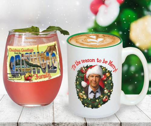 Christmas Vacation 'Tis The Season Rise and Shine Glass Gift Set Unpackaged View