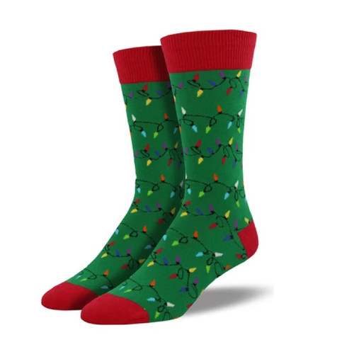 Christmas Lights Men's Crew Socks by Socksmith Canada Christmas Lights Men's Crew Socks by Socksmith Canada