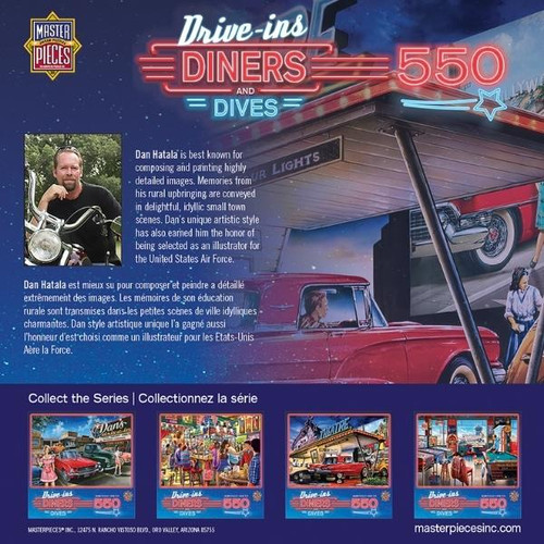 Starlite Drive-In 550pc Puzzle by MasterPieces Boxed Back View  Starlite Drive-In 550pc Puzzle by MasterPieces Boxed Back View