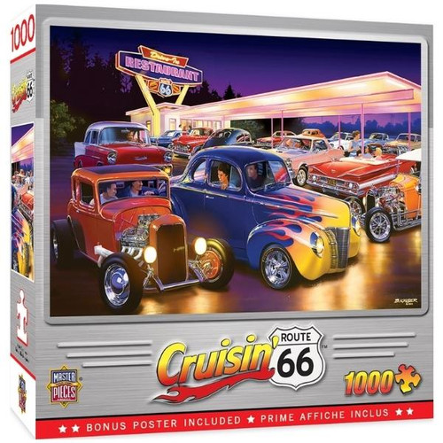 Friday Night Hot Rods 1000pc Puzzle by MasterPieces Boxed View  Friday Night Hot Rods 1000pc Puzzle by MasterPieces Boxed View