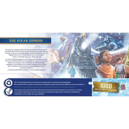 The Polar Express Panoramic 1000 Piecce Puzzle by MasterPieces Packaged Back View  The Polar Express Panoramic 1000 Piecce Puzzle by MasterPieces Packaged Back View