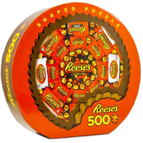 Reese's Round Shaped 500pc Puzzle by MasterPieces Boxed Front View  Reese's Round Shaped 500pc Puzzle by MasterPieces Boxed Front View