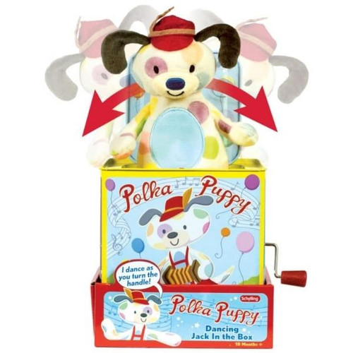Polka Puppy Jack-In-The-Box Packaged View  Polka Puppy Jack-In-The-Box Packaged View