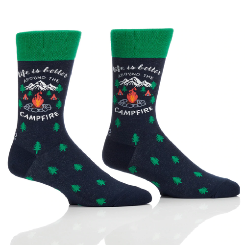 Life is Better Around the Campfire Men's Crew Socks by Yo Sox