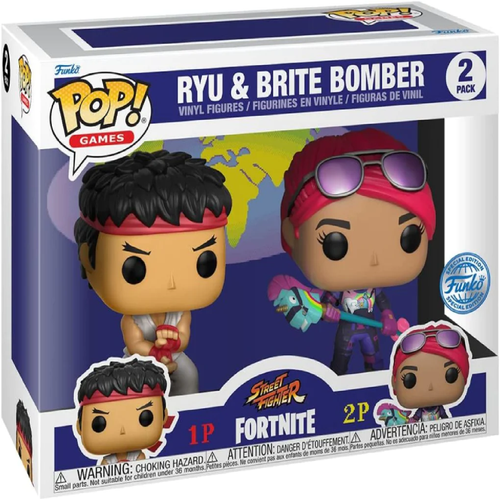 Pop! Games: Street Fighter and Fortnite - Ryu & Brite Bomber Funko Figure 2-Pack 61189 Pop! Games: Street Fighter and Fortnite - Ryu & Brite Bomber Funko Figure 2-Pack 61189