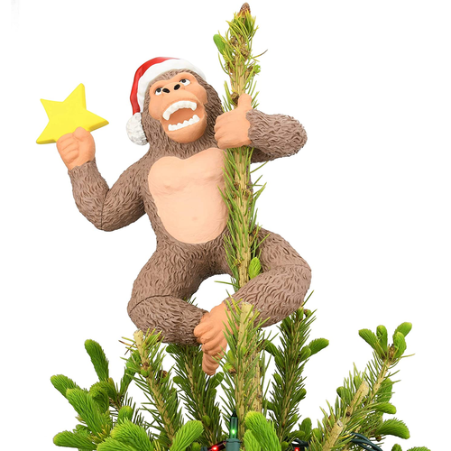 King Kong 10" Plastic Tree Topper - front view on tree King Kong 10" Plastic Tree Topper - front view on tree