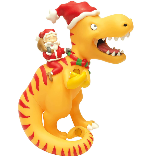 Santa Riding T-Rex 10" Plastic Tree Topper  Santa Riding T-Rex 10" Plastic Tree Topper