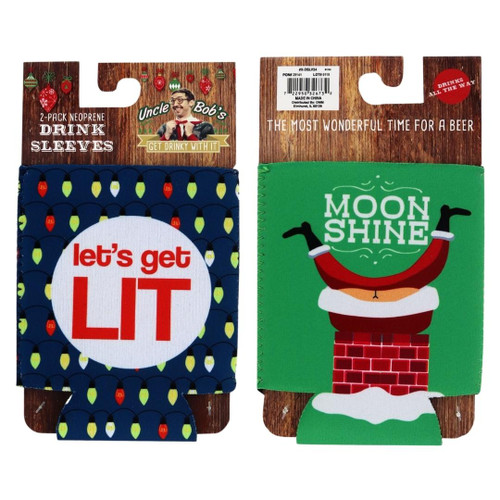 Ugly Sweater 2-Pack Drink Koozies - Let's Get Lit and Moon Shine 