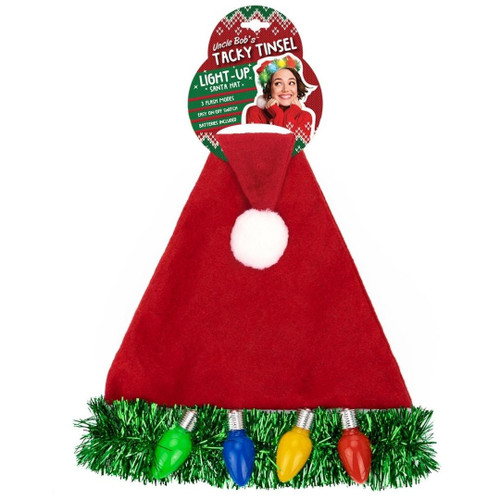 Tacky Tinsel Light-Up Santa Hat Packaged View  Tacky Tinsel Light-Up Santa Hat Packaged View