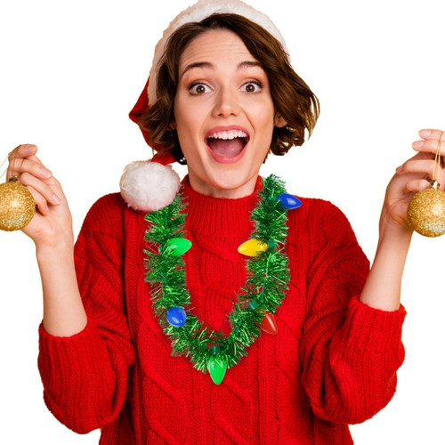 Tacky Tinsel Light-Up Necklace Model View  Tacky Tinsel Light-Up Necklace Model View