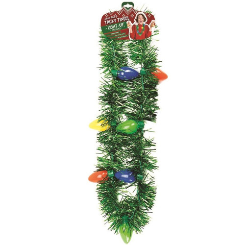 Tacky Tinsel Light-Up Necklace Packaged View Tacky Tinsel Light-Up Necklace Packaged View