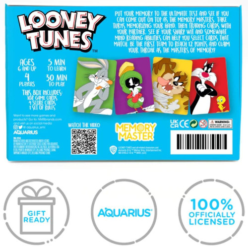 Looney Tunes Memory Master Card Game Packaged Back View  Looney Tunes Memory Master Card Game Packaged Back View