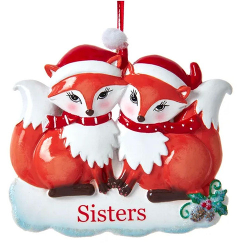 Foxy Sisters Personalized Ornament 