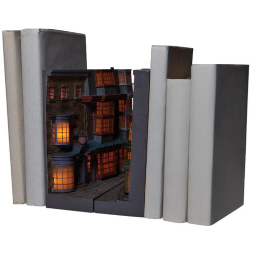 Harry Potter Diagon Alley Light Up Bookends Lit Right Side View  Harry Potter Diagon Alley Light Up Bookends Lit Right Side View
