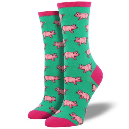 This Little Piggy  Women's Crew Socks by Socksmith Canada - Jade