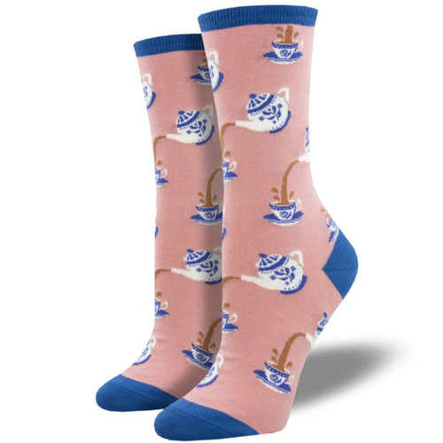 Spill The Tea Women's Crew Socks by Socksmith Canada - Pink