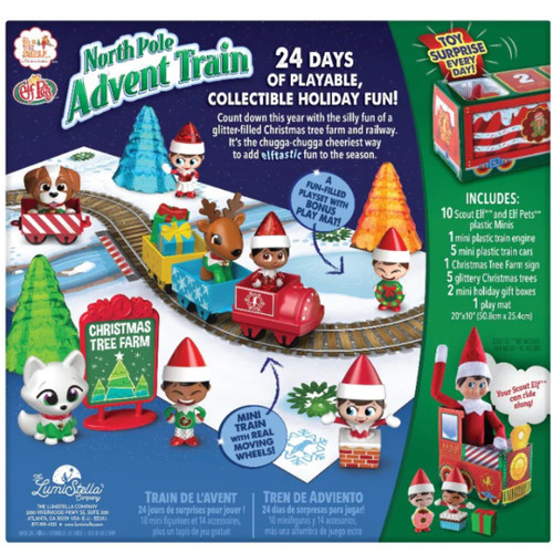 Elf on the Shelf North Pole Advent Train  - Back of Box Elf on the Shelf North Pole Advent Train  - Back of Box