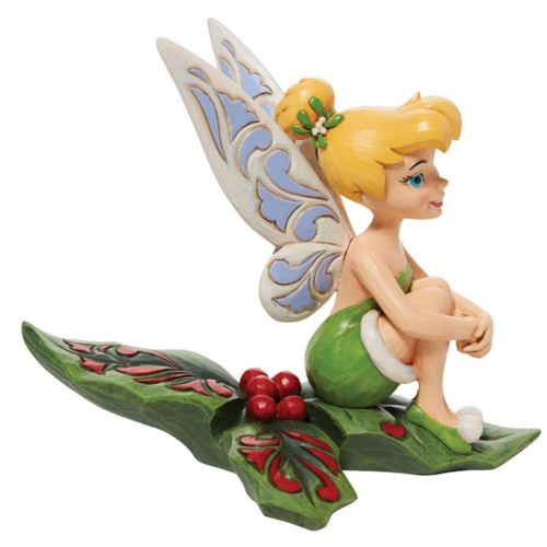 Tinkerbell Sitting on Holly Figure by Jim Shore Right Side View Tinkerbell Sitting on Holly Figure by Jim Shore Right Side View