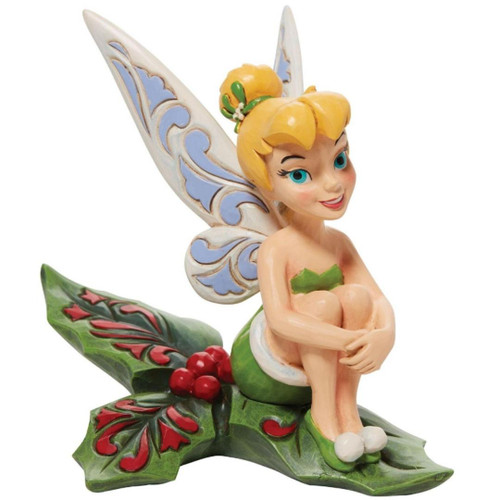 Tinkerbell Sitting on Holly Figure by Jim Shore Front View Tinkerbell Sitting on Holly Figure by Jim Shore Front View