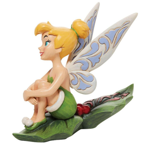 Tinkerbell Sitting on Holly Figure by Jim Shore Left Side View Tinkerbell Sitting on Holly Figure by Jim Shore Left Side View