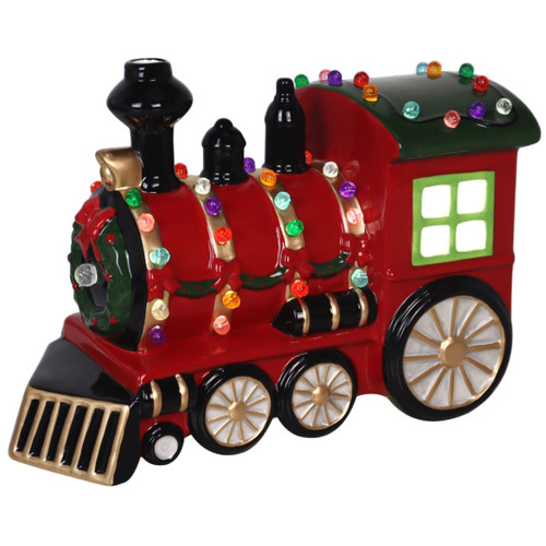 10.75" Light-Up Ceramic Train - Lit View