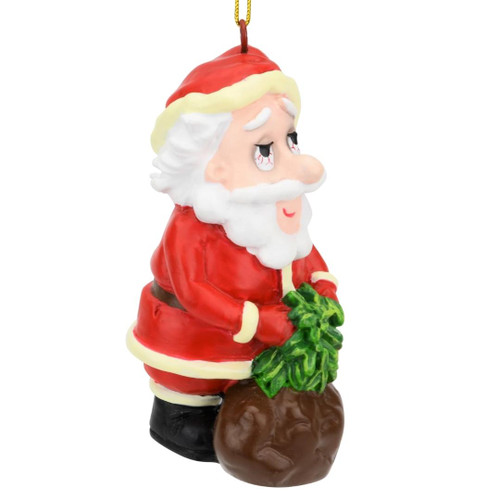 Green Christmas Santa Weed Ornament Right Side View