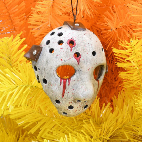 Friday The 13th Jason's Hockey Mask Halloween Ornament Lifestyle Shot   Friday The 13th Jason's Hockey Mask Halloween Ornament Lifestyle Shot