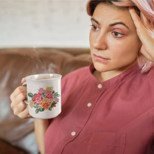 Hot Cup Of Anxietea - Say Anything Mug Lifestyle Shot #1 Hot Cup Of Anxietea - Say Anything Mug Lifestyle Shot #1