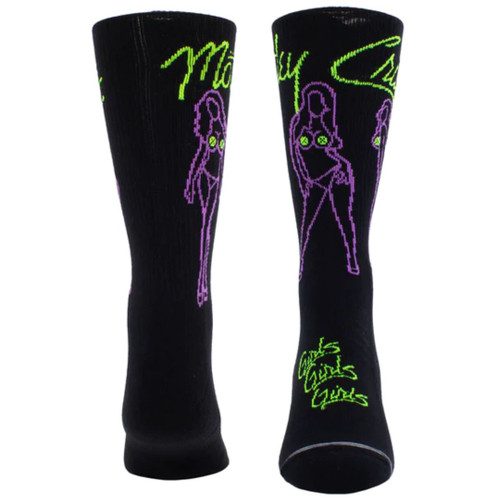 Motley Crue Girls Girls Girls Crew Socks - front and back view