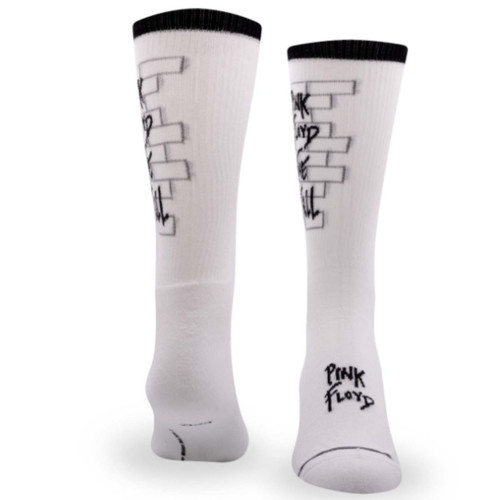 Pink Floyd The Wall Short Crew Socks - White - front and back view Pink Floyd The Wall Short Crew Socks - White - front and back view