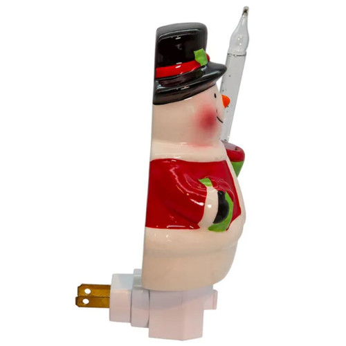 6.5-Inch Ceramic Snowman Bubble Night Light - Side View