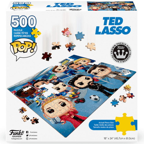 Pop! Puzzles: Ted Lasso 500 Piece Puzzle by Funko - Back of Box Pop! Puzzles: Ted Lasso 500 Piece Puzzle by Funko - Back of Box