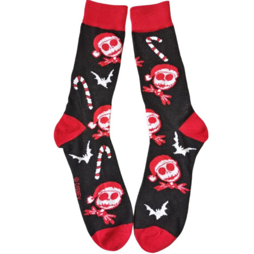 Nightmare Before Christmas Santa Jack with Candy Canes Crew Socks by Bioworld  Nightmare Before Christmas Santa Jack with Candy Canes Crew Socks by Bioworld