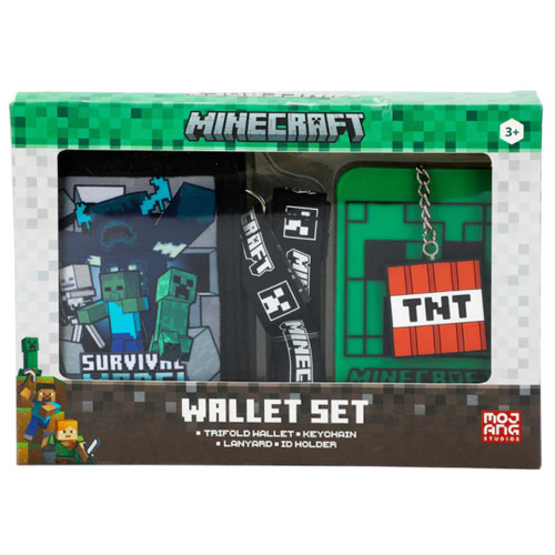 Minecraft Survival Mode Wallet Set with Lanyard and Keychain  Minecraft Survival Mode Wallet Set with Lanyard and Keychain
