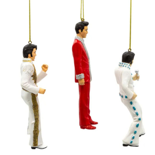 Elvis 5" Resin Figures Christmas Ornaments - Set of 3 - Side View Elvis 5" Resin Figures Christmas Ornaments - Set of 3 - Side View