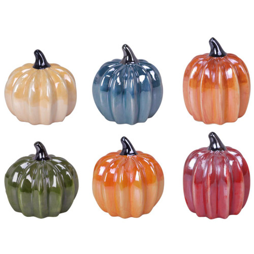 3.375" Pearlized Harvest Ceramic Pumpkins 3.375" Pearlized Harvest Ceramic Pumpkins