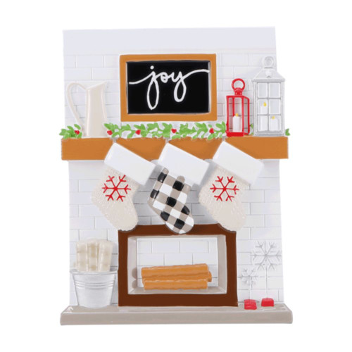 Family of 3 - Fireplace Mantle Personalized Ornament Family of 3 - Fireplace Mantle Personalized Ornament