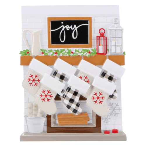 Family of 7 - Fireplace Mantle Personalized Ornament Family of 7 - Fireplace Mantle Personalized Ornament