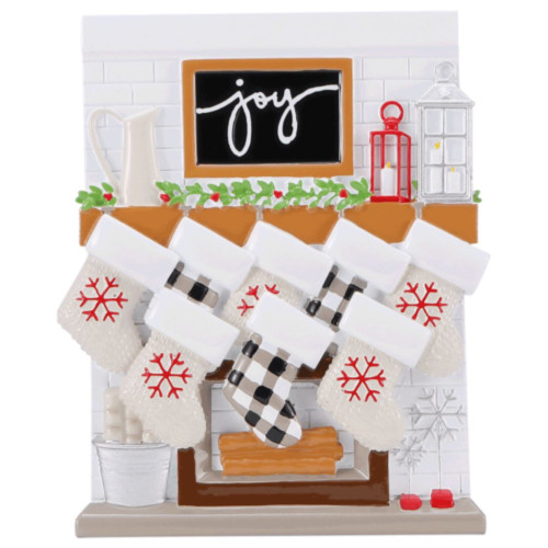 Family of 8 - Fireplace Mantle Personalized Ornament Family of 8 - Fireplace Mantle Personalized Ornament