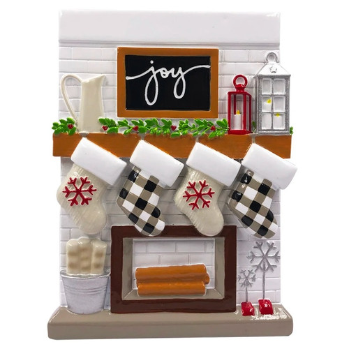 Family of 4 - Fireplace Mantle Personalized Ornament Family of 4 - Fireplace Mantle Personalized Ornament
