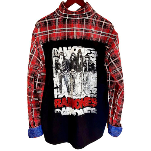 Ramones Line Up Vintage Rock Flannel Shirt Ramones Line Up Vintage Rock Flannel Shirt