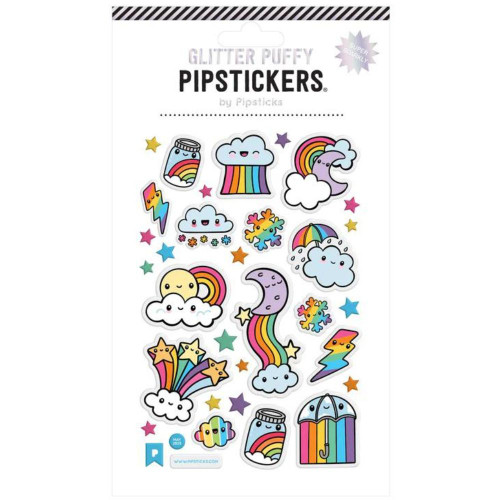 Puffy Cloudbursts - Glitter Puffy Sticker Sheet By PipSticks