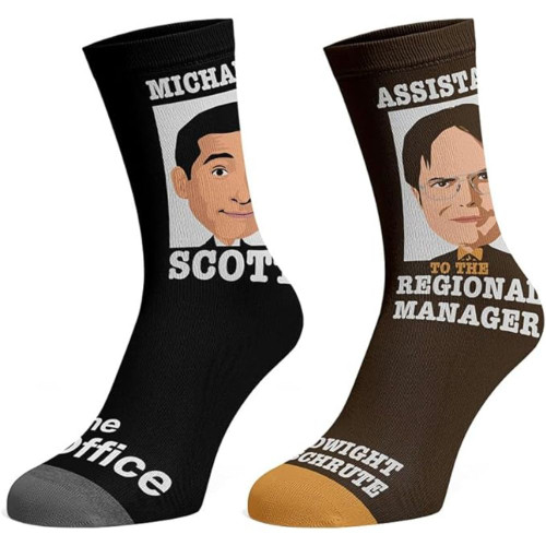 The Office Michael and Dwight 2-Pair Pack Crew Socks by Bioworld