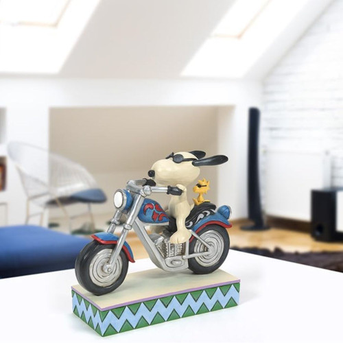 Snoopy and Woodstock Riding a Motorcycle Peanuts Figure by Jim Shore Snoopy and Woodstock Riding a Motorcycle Peanuts Figure by Jim Shore