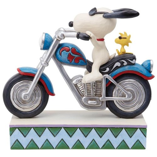 Snoopy and Woodstock Riding a Motorcycle Peanuts Figure by Jim Shore Snoopy and Woodstock Riding a Motorcycle Peanuts Figure by Jim Shore