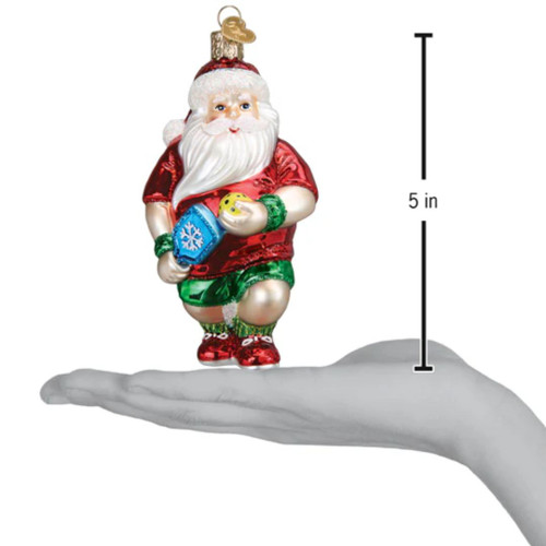 Pickleball Santa Glass Ornament by Old World Christmas  Pickleball Santa Glass Ornament by Old World Christmas