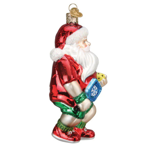 Pickleball Santa Glass Ornament by Old World Christmas  Pickleball Santa Glass Ornament by Old World Christmas